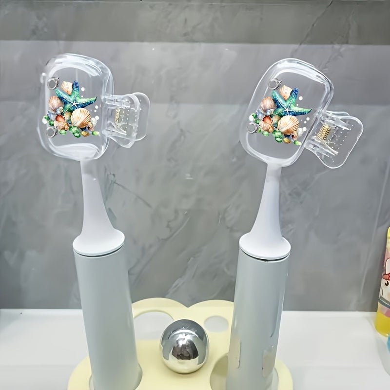 2Pcs Portable Toothbrush Case Breathable Watercolor Starfish Print Easy Clean Travel Storage - Image 5
