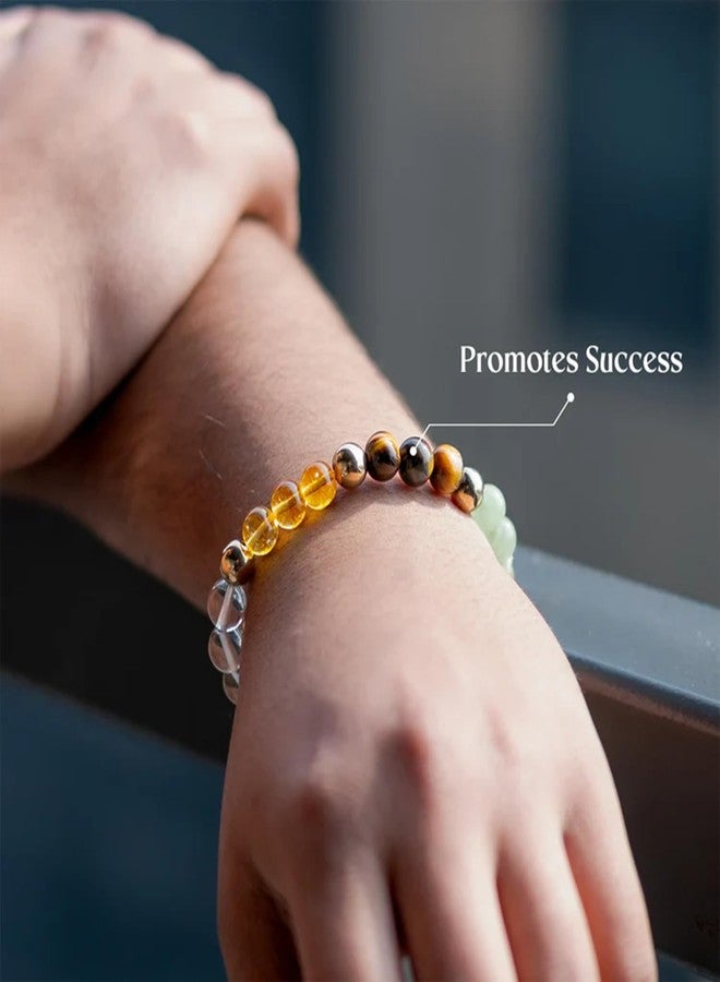 Senroar Dhan Yog Bracelet | Attract Wealth & Boost Confidence | Citrine, Green Aventruine, Jade, Pyrite Stone | Certificate of Authenticity | Astrology Healing Crystal Bracelet for Man & Women - Image 4
