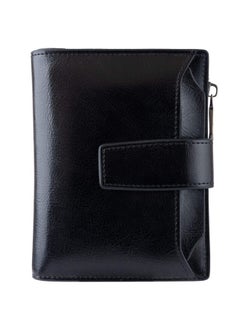 Bveyzi Women'S Small Leather Rfid Blocking Bifold Zipper Pocket Wallet Ladies Credit Card Slots Purse With Id Window(Black)  - Image 1