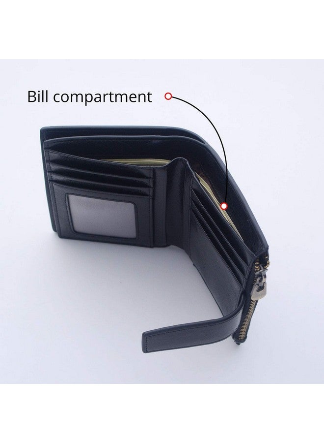 Bveyzi Women'S Small Leather Rfid Blocking Bifold Zipper Pocket Wallet Ladies Credit Card Slots Purse With Id Window(Black) - Image 5