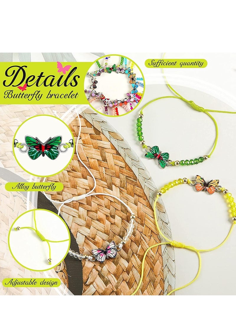 Barakah 12 قطعة أساور فراشة هدايا حفلات أساور صداقة ملونة قابلة للتعديل أساور منسوجة للنساء والفتيات والأطفال هدايا حفلات الفراشة الخيالية هدايا عيد الميلاد (النمط 3-12 قطعة) - Image 4
