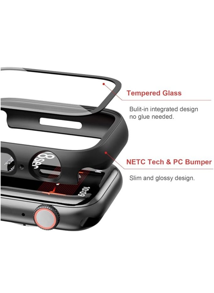 Generic - Case with Tempered Glass Screen Protector for Apple Watch Series 9/8/7, Slim Guard Bumper Full Coverage Hard PC Protective Cover HD Ultra-Thin Cover for iWatch 45mm - Image 1