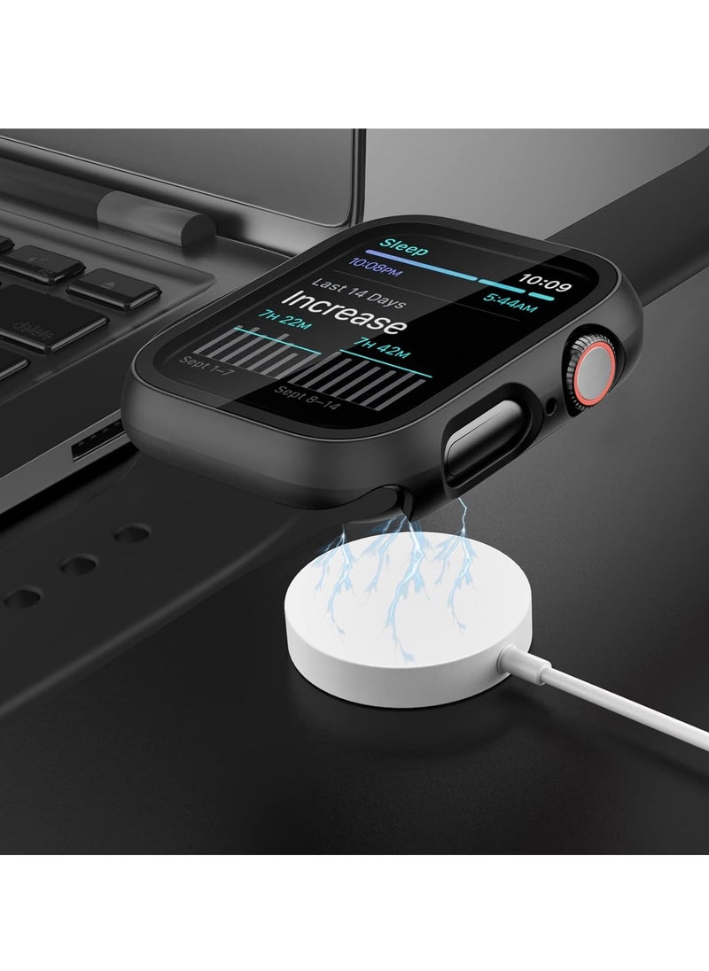 Generic - Case with Tempered Glass Screen Protector for Apple Watch Series 9/8/7, Slim Guard Bumper Full Coverage Hard PC Protective Cover HD Ultra-Thin Cover for iWatch 45mm - Image 1