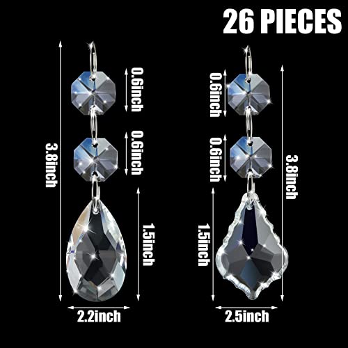 Potchen 26 Pcs Chandelier Crystals Replacement Set 38 mm Clear Teardrop Prisms Chandelier Ornament Decorations Hanging Icicle Replacement Parts for Window Wedding Lighting Lamp Decoration - Image 2