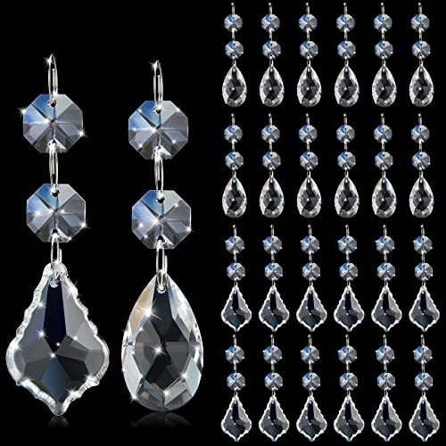 Potchen 26 Pcs Chandelier Crystals Replacement Set 38 mm Clear Teardrop Prisms Chandelier Ornament Decorations Hanging Icicle Replacement Parts for Window Wedding Lighting Lamp Decoration - Image 1