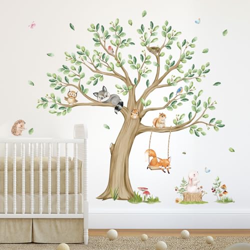 wondever Kids Large Tree Wall Stickers Animal Tree Fox Owl Peel and Stick Wall Art Decals for Kids Bedroom Baby Nursery - Image 3