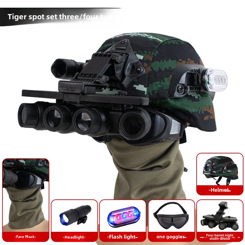 Generic Childrens camouflage outdoor tactical combat helmet FAST field chicken-eating equipment tactical soldier double tube night vision helmet Tiger spot package three_four tubes