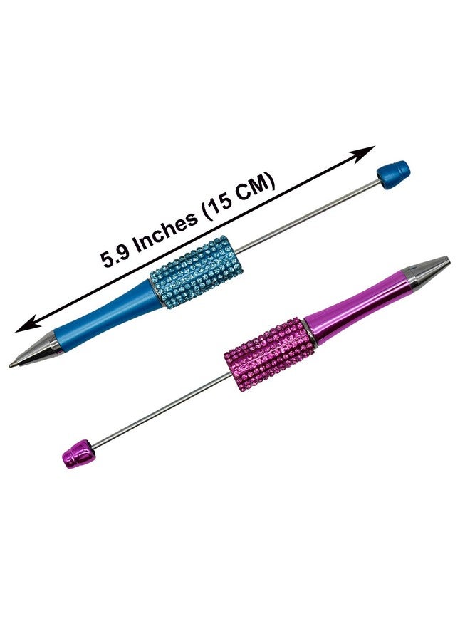 Maydahui 12 Pcs Diamond Beadable Ballpoint Pens Retractable Bling Bead Pen Plastic Diy Gem Pens Cool Shaft Beaded Pen Black Ink For Diy Making School Party Office (Beads Not Included) - Image 2