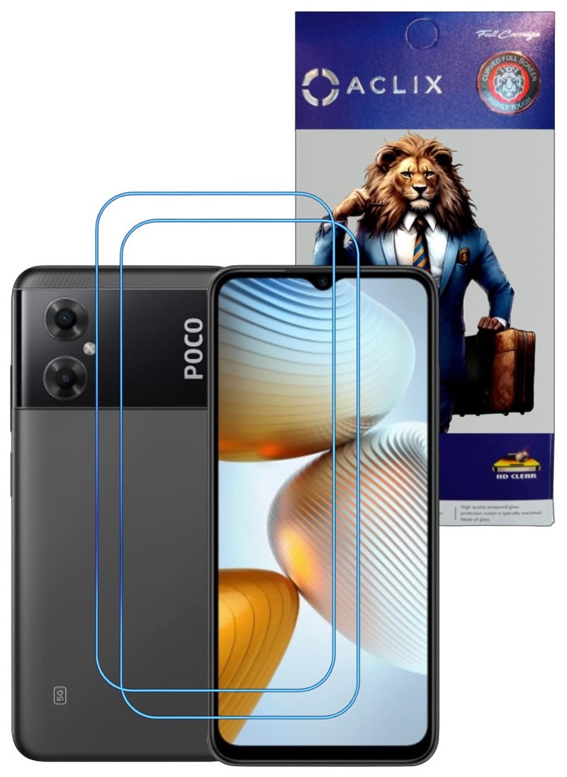 ACLIX 2 Pieces Antistatic ESD Dustproof Premium Quality High Definition Clear Tempered Glass Screen Protector Designed For Xiaomi Poco M4 5G - Image 1