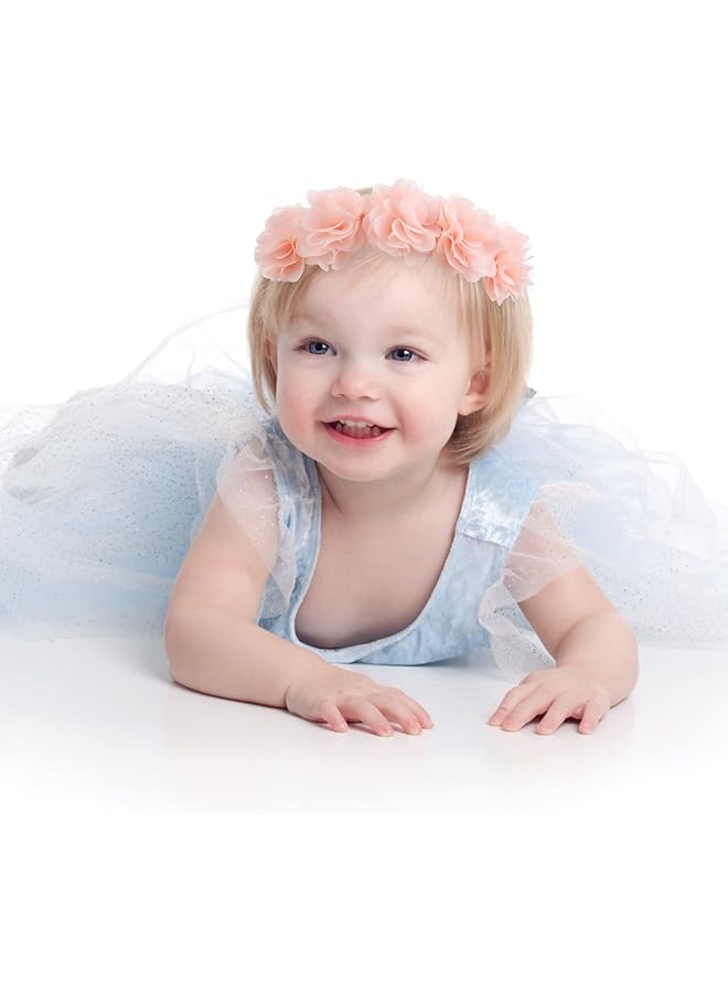 إيروريكس قطعتان من عصابات رأس الأطفال الرضع، عصابات رأس من الشيفون الزهري، تاج من الزهور، عصابات رأس للأطفال، إكسسوارات شعر - Image 4