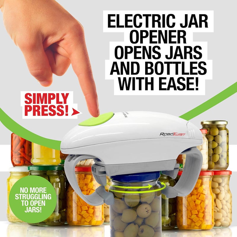 Emson Robotwist Automatic Jar Opener, Deluxe Model with Improved Torque, Robo Twist Kitchen Gadgets for Home, Electric Handsfree Easy Jar Opener – Works on All Jar Sizes, As Seen on TV - Image 2