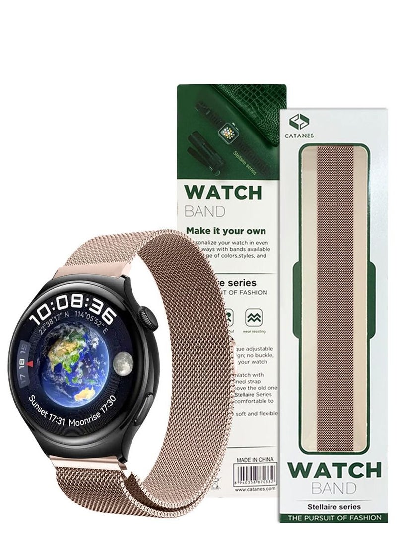 CATANES - 22mm Metal Milanese Watchband Compatible With Huawei 4,4 Pro Rose Gold - Image 1