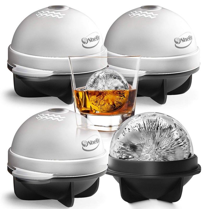 Bourbon Ice Cube Molds Round Ice Cube Mold Set Of 425 Inch Tight Sealing Leak Proof Silicone Big Sphere Ice Ball Makers For Whiskey Scotch
