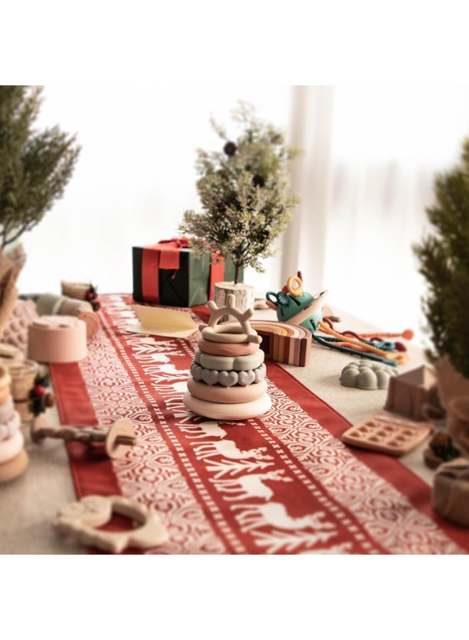 Moonkie لعبة تكديس الحلقات من Moonkie – لعبة تسنين سيليكون ناعمة تعليمية للأطفال، طقم من 7 قطع لتطوير المهارات الحركية والمعرفية، آمنة وخالية من مادة BPA (تصميم نيتشر) - Image 2