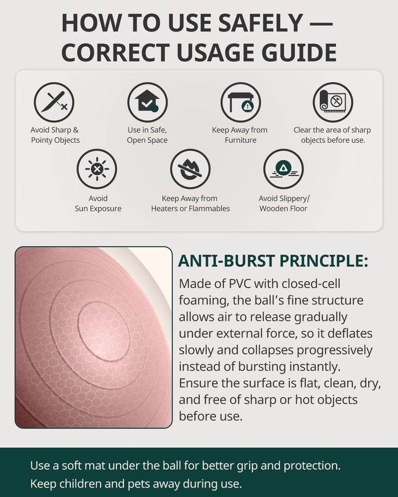 Trideer Exercise Ball Yoga Ball â€“ Office Seating & Balance Ball Chair, Stability Ball for Pilates, Physical Therapy,Core Training & Balance Improvement & Stretching - Image 2
