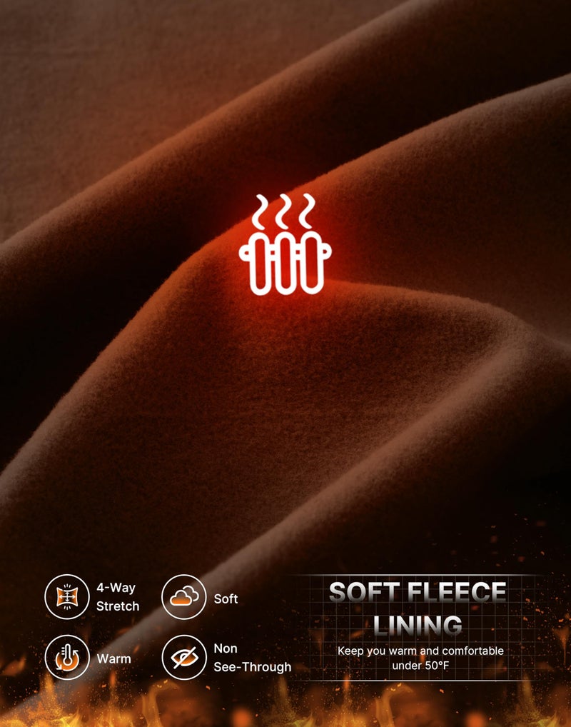 Soothfeel Fleece Lined Pants Women 29"/31"/33" High Waisted Wide Leg Sweatpants with Pocket Winter Warm Work Yoga Dress Pants Dark Brown Petite - Image 3