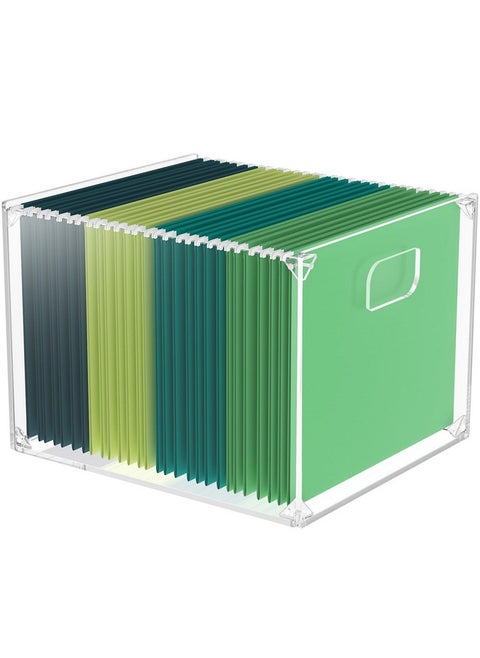 Hanging File Organizer Box Acrylic File Folder Organizer With Handles Clear File Box Organizer For Letter Size/A4 Folder Holder Acrylic Desktop File Box For Home Work Office