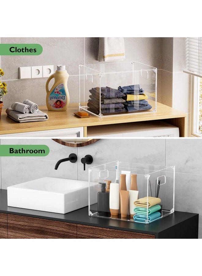 MaxGear - Hanging File Organizer Box Acrylic File Folder Organizer With Handles Clear File Box Organizer For Letter Size/A4 Folder Holder Acrylic Desktop File Box For Home Work Office - Image 1