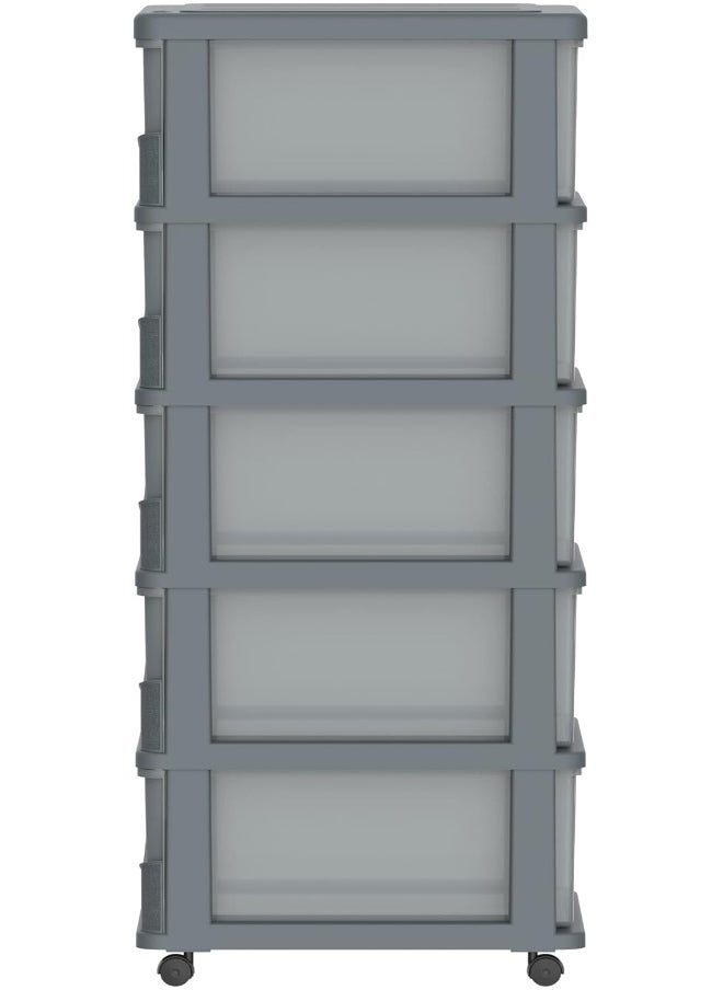 Cosmoplast Cedargrain 5 Tiers Storage Cabinet With Drawers and Wheels
