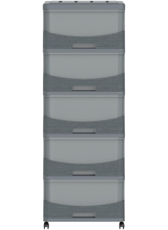 Cosmoplast Cedargrain 5 Tiers Storage Cabinet With Drawers and Wheels