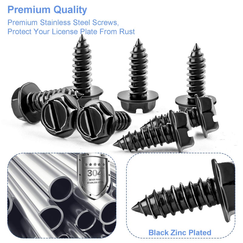 Valardoh 8 Sets Premium Stainless Steel License Plate Screws Kit, Rust-Proof & Anti-Rattle License Plate Bolts(Black) - Image 5
