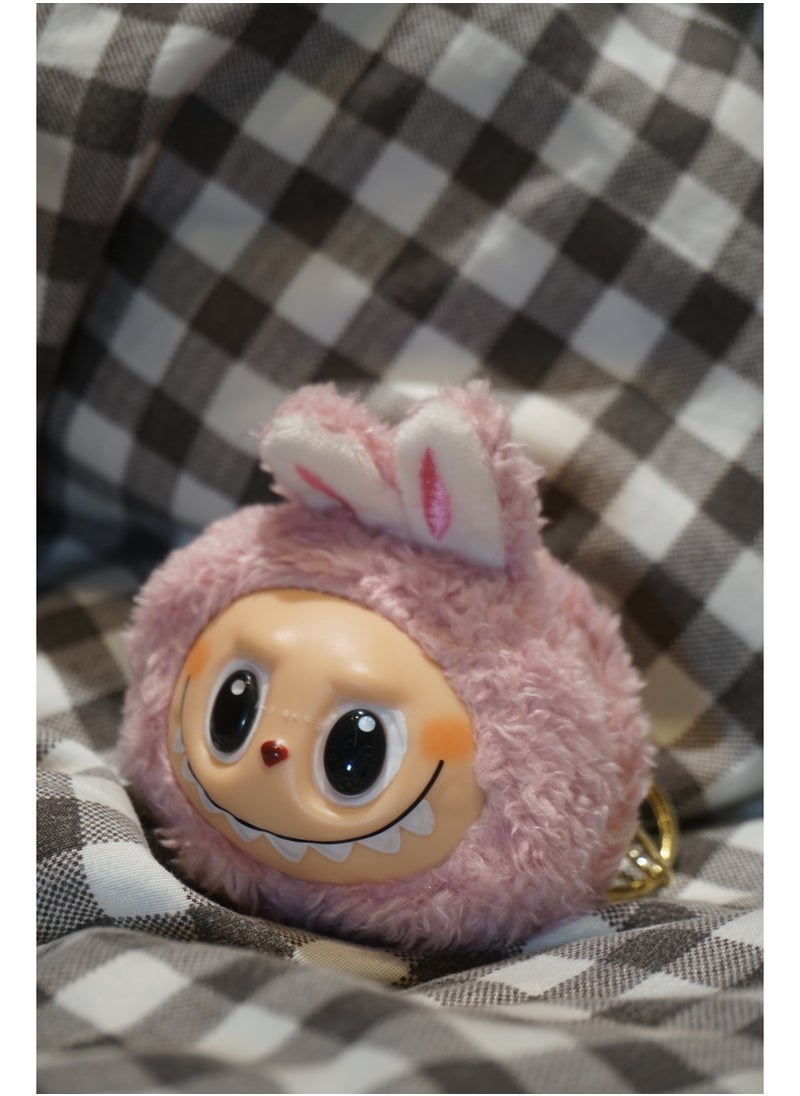 LABUBU No Blind Box-Labubu Pink Plush Keychain – Cute Bunny in Sweet Pink, a Heartwarming Gift  - Image 3
