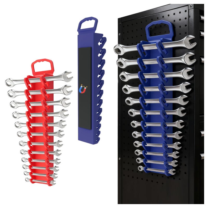 VKQTS 2PCS Magnetic Wrench Organizer for Tool BoxTotal 24 Slots Magnetic Wrench Holder for Metric6mm to 24mm SAE14 to 1516Portable Ratchet Wrenches Organizer Magnetics - Image 3