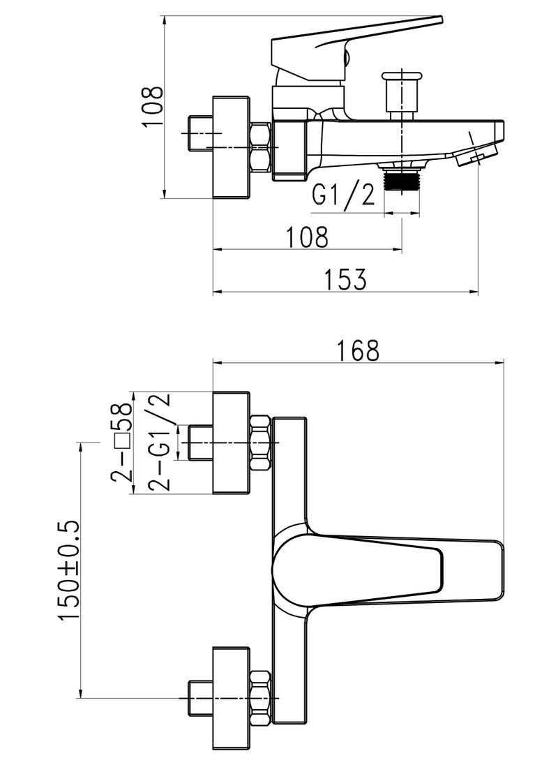 Logic Single Lever Bath Mixer With Hand Shower Set