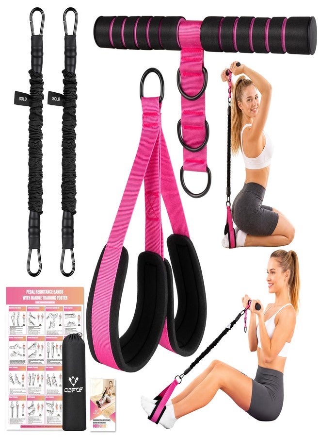 COFOF Adjustable Pedal Resistance Band with Handle, 2 Tube, Poster and Carry Bag - Image 1