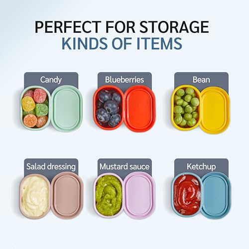 ISSEVE 6Pcs/Set Nesting Silicone Food Storage Containers with Lids, BPA Free Reusable Meal Prep Silicone Containers Lunch Box Bento Box Set (33.8oz, 20oz, 10oz, 6.7oz, 1.3oz) (Purple) - Image 5