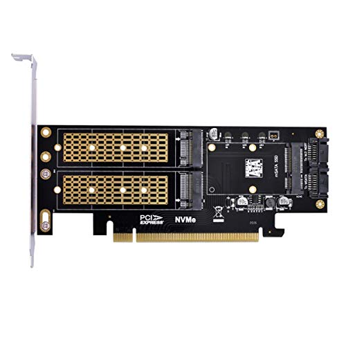 xiwai PCI Express PCI-E 3.0 & Dual SATA to NGFF NVME MSATA M-Key B/M-Key SSD Card Adapter 3in1 - Image 1