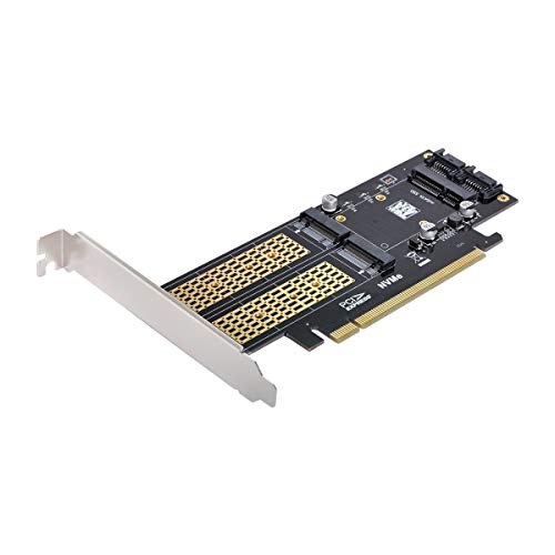 xiwai PCI Express PCI-E 3.0 & Dual SATA to NGFF NVME MSATA M-Key B/M-Key SSD Card Adapter 3in1 - Image 3