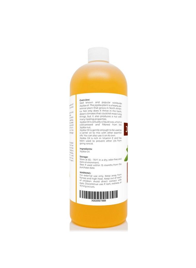 velona Jojoba Oil Usda Certified Organic 32 Oz (With Pump) : 100% Pure And Natural Carrier Oil: Golden Unrefined Cold Pressed Hexane Free : Moisturizing Face Hair Body Skin Care Cuticles - Image 4