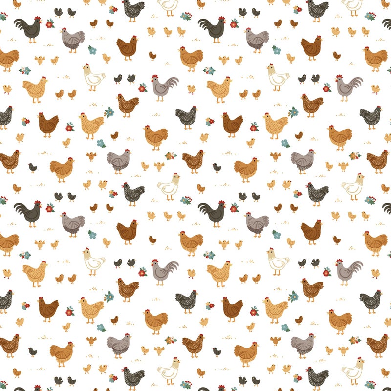 Echo Park Paper Chickens: Mama Hen and Chicks 12x12 Patterned Paper - Image 2