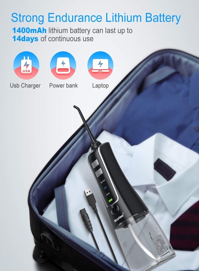 Nicefeel Cordless and Rechargeable Water Flosser - 300ML Water Tank Oral Irrigator, 4 Jet Tips, 3 Pressure Modes - IPX7 Waterproof and Travel Friendly for Dental Care - Image 5
