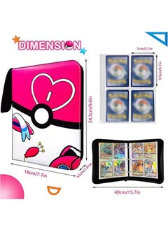 Filly Filly Card Holder Binder Carrying Case for Pokemon Cards Portable Trading Cards Holder Collector Album holder holds 400 Cards with 50 Removable Sheets and 4 Pockets  - Image 4
