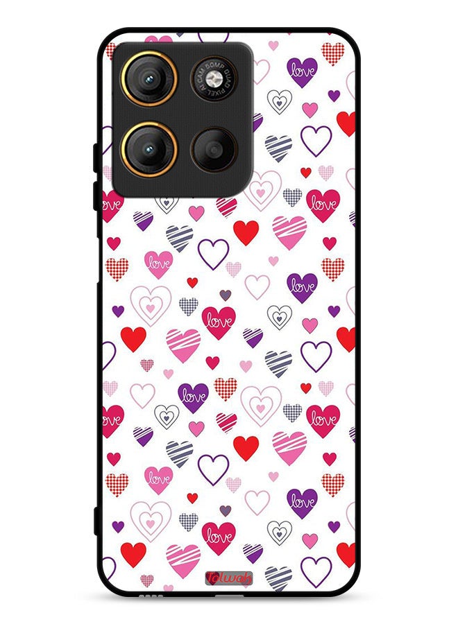 Tolwak Motorola Moto G15 Protective Case Cover Hearts Doodle