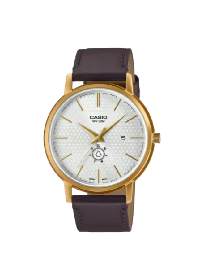 CASIO Men's Analog Display Watch With Brown Leather Strap - MTP-B125GL-7AVDF