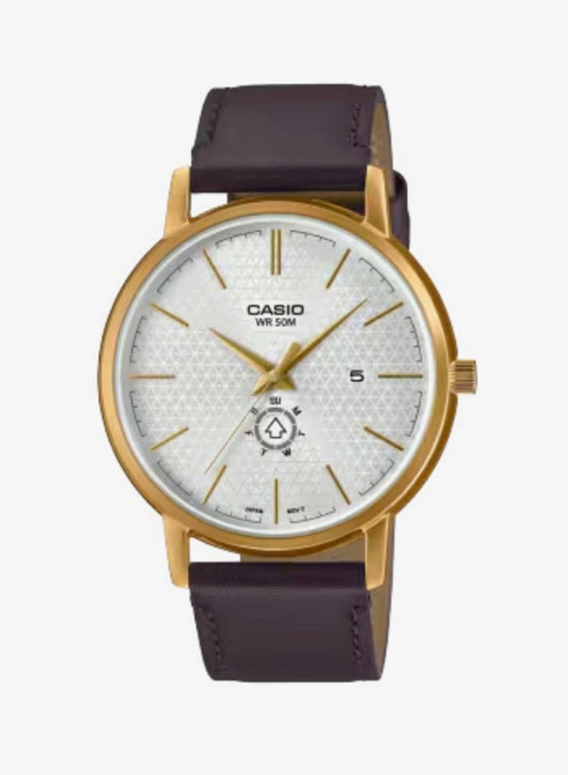 Men's Leather Analog Watch MTP-B125GL-7AVDF - 41 mm