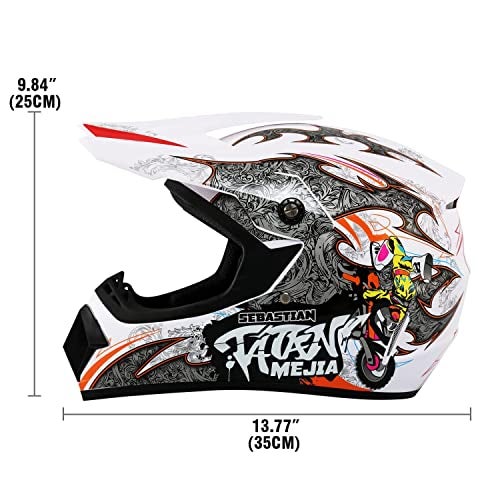 Senhill Motocross Helmet Dirt Bike Helmets Off-Road Helmet with Gloves Goggles for Unisex Adult Youth DOT/FMVSS 218 Approved (X-Large, White) - Image 3