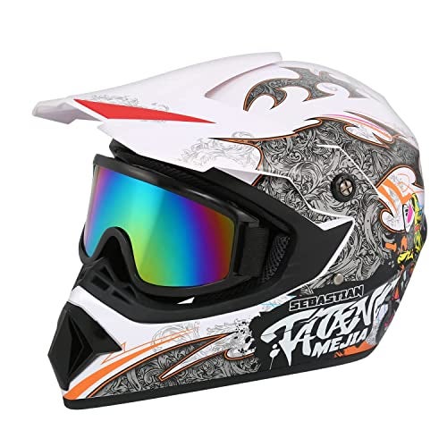 Senhill Motocross Helmet Dirt Bike Helmets Off-Road Helmet with Gloves Goggles for Unisex Adult Youth DOT/FMVSS 218 Approved (X-Large, White) - Image 5