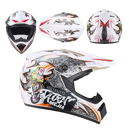 Senhill Motocross Helmet Dirt Bike Helmets Off-Road Helmet with Gloves Goggles for Unisex Adult Youth DOT/FMVSS 218 Approved (X-Large, White) - Image 4