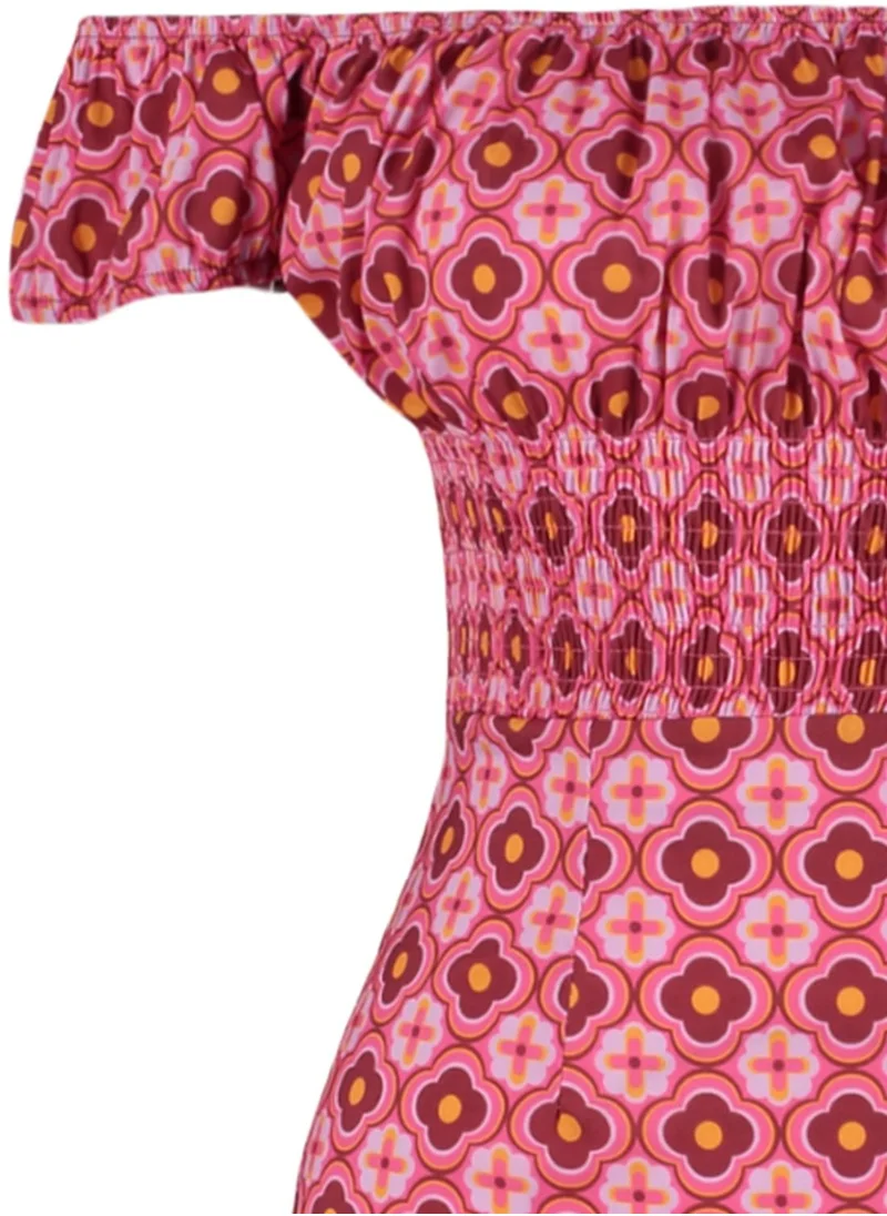 trendyol Bardot Printed Asymmetric Dress