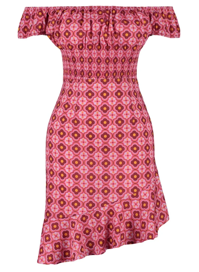 trendyol Bardot Printed Asymmetric Dress