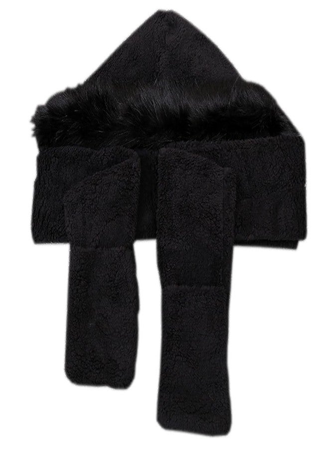 Vimeet Winter Warm Women Siamese Hoodie Gloves Pocket Earflap Hat Long Scarf Shawl Wraps - Image 3