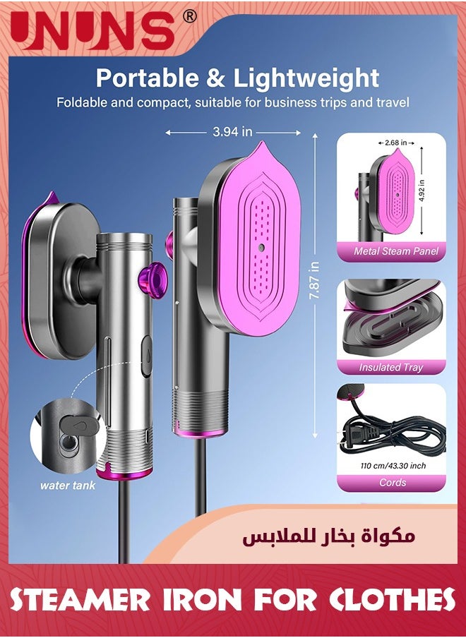 UNUNS - مكواة بخار للملابس، مكواة بخار محمولة للملابس مع لوحة كي قابلة للتدوير، كل من البخار الرطب والمكواة الجافة، مزيل تجاعيد النسيج القوي القابل للطي - Image 1