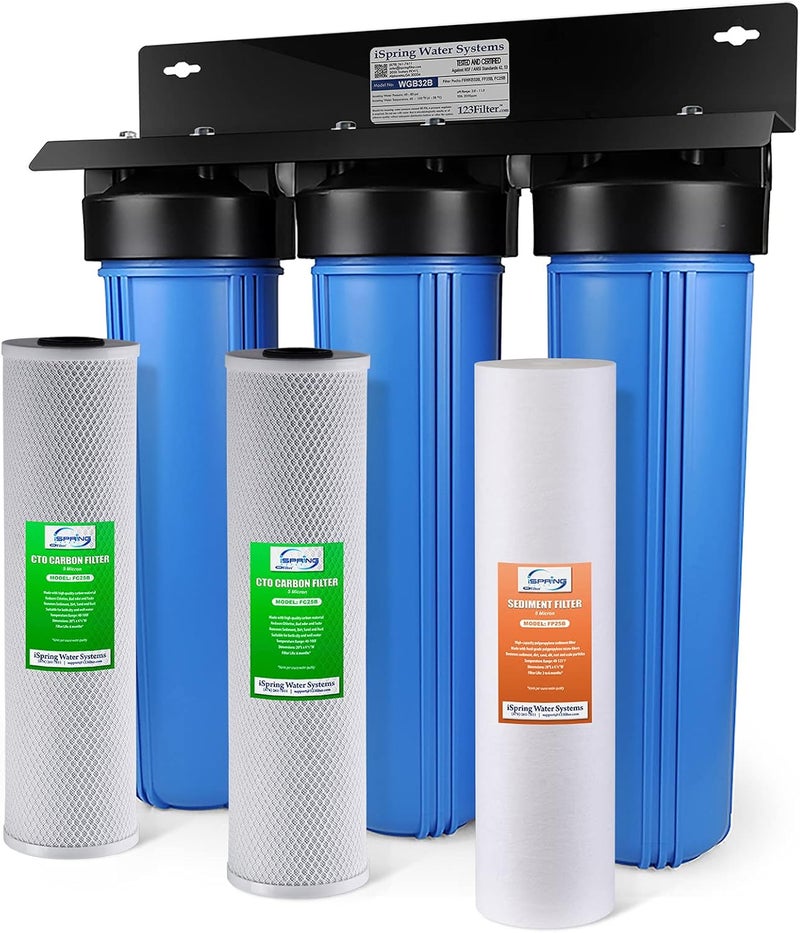 iSpring iSpring WGB32B 3Stage Whole House Water Filtration System w 20Inch Sediment and Carbon Block Filt  F3WGB32B 45 x 20 3Stage Whole House Water Filter Replacement Pack Set  - Image 2