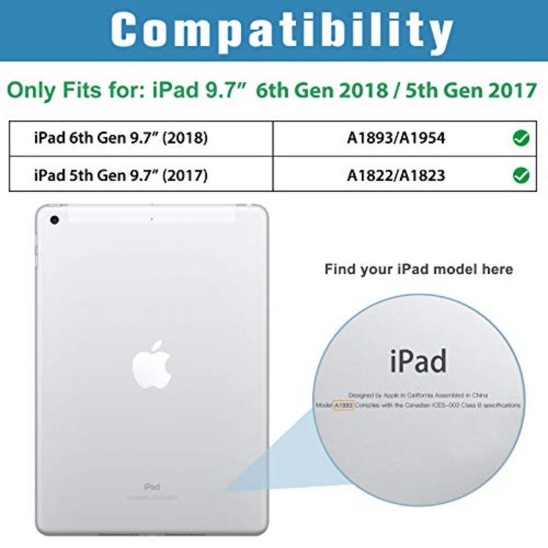 حافظة رفيعة للغاية وخفيفة الوزن لجهاز iPad 9.7 بوصة، مصنوعة من البولي كربونات الشفاف، ذهبي، مع زوايا رؤية قابلة للتعديل وفتحات دقيقة - Image 2