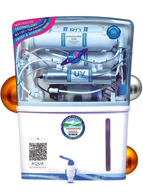 AQUA GRAND 12L Multi-Stage RO Water Purifier with Zinc Copper Alkaline Filter, UV, UF, TDS Controller with Multiple Water Source Compatibility & Energy Saving Mode, Best for Home and Office||VS-01||