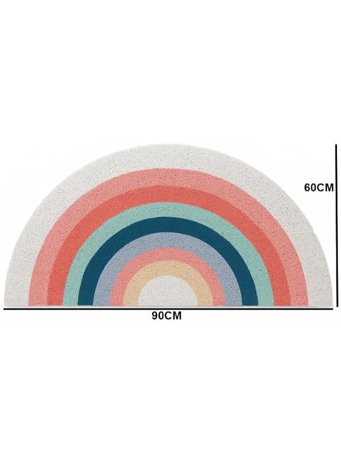 Colorful Rainbow Non-Slip Door Mat – Absorbent Half-Round Rug for Entryway, Patio, Classroom – Durable, Outdoor-Friendly & Stylish - Image 2